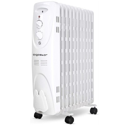 Oliefyldt Radiator 2300W - 11 Ribber, 147mm - Grå/Hvid | Pangpang