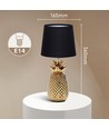 Keramik Bordlampe E14 - 15W, Sort Lampeskærm med Guld Base