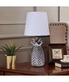 Keramik Bordlampe E14 - 15W, Hvid Lampeskærm & Sølvfod