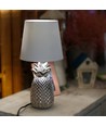 Keramik Bordlampe E14 - 15W, Hvid Lampeskærm & Sølvfod