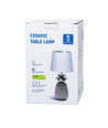 Keramik Bordlampe E14 - 15W, Hvid Lampeskærm & Sølvfod