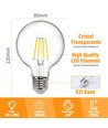 LED Filament pære G80 E27 4W 2700K Klar