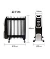 Oliefyldt Radiator 2500W med Elektronisk Kontrolpanel - 13 Ribber, Bredde 147mm - Sort