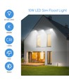 Outlet: LED Slim Projektør Hvid 10W 6500K - Støbt Aluminium