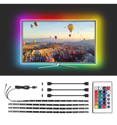 LED TV Bagbelysning 4x0,5m 5050-12 | USB-Drevet med 24-Knaps Controller