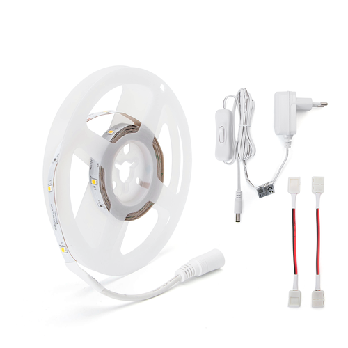 Outlet: 12V LED Strip 3000K 3m - Tænd/Sluk-Knap, Komplet sæt