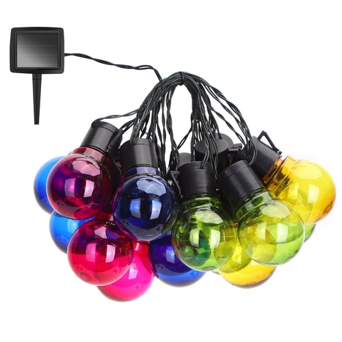 Solcelle Lyskæde med 20 Flerfarvede LED-Pærer