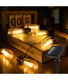 Solcelle Lyskæde - 03: 10 LED Varmhvide Gennemsigtige Edison-Pærer