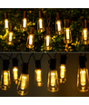 Solcelle Lyskæde - 03: 10 LED Varmhvide Gennemsigtige Edison-Pærer