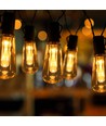 Solcelle Lyskæde - 03: 10 LED Varmhvide Gennemsigtige Edison-Pærer