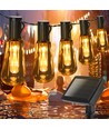 Solcelle Lyskæde - 03: 10 LED Varmhvide Gennemsigtige Edison-Pærer