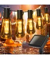 Solcellelysnet-03: 10 LED Varmhvide Gennemsigtige Edison-Pærer