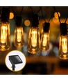 Solcelle Lyskæde - 03: 10 LED Varmhvide Gennemsigtige Edison-Pærer