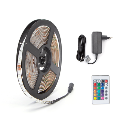 LED RGB strip, 5M - Med 24-Knappers Fjernbetjening