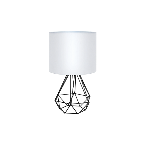 Metal Bordlampe E14 18W Hvid Lampeskærm Sort Fod