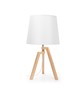Træbordlampe E27 - 20 - Hvid Lampeskærm & Brun Fod