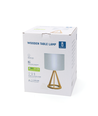 Træ Bordlampe E27 - Hvid Lampeskærm med Brun Base, 21cm