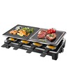 Raclette grill og BBQ 1500W - Sten / Aluminiumsplade, 8-Person