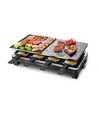 Raclette grill og BBQ 1500W - Sten / Aluminiumsplade, 8-Person