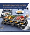 Raclette grill og BBQ 1500W - Sten / Aluminiumsplade, 8-Person