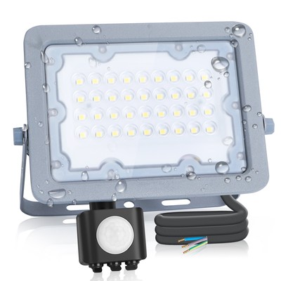 LED Sensor Projektør 30W 6500K SMD IP65 90° - Kulør : Kold