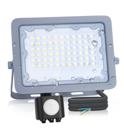 LED Sensor Projektør 50W 6500K SMD IP65 90°