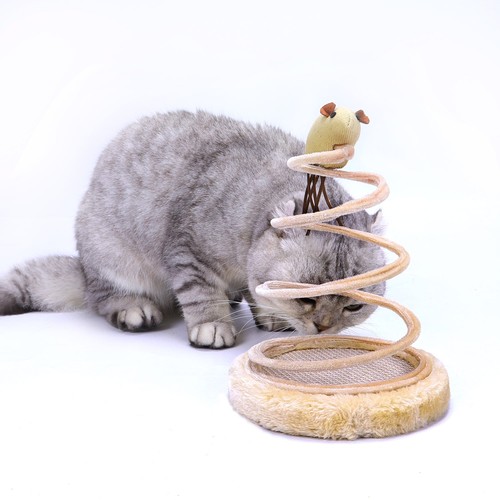 Beige Katte Kradselegetøj med legetøj- 16x16x22 cm