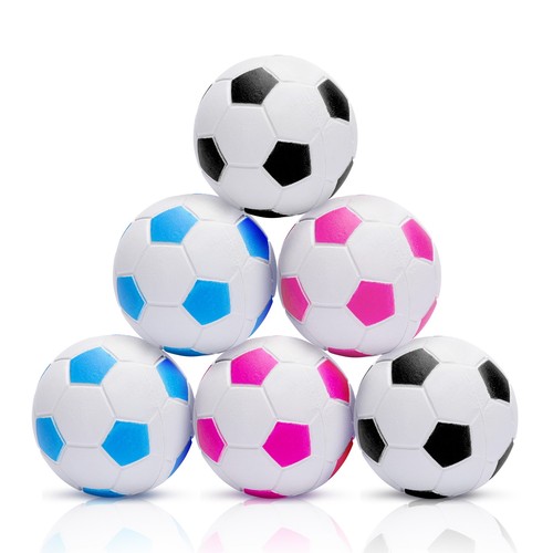 Gummiskumsfodbold - D9cm - Hvid+Rød/Hvid+Grøn/Hvid+Blå/Hvid+Sort, assorteret 1 stk.