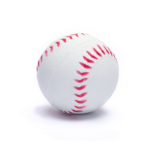 Gummiskum Baseball D5.7cm - Hvid/Rød/Grøn/Blå, assorteret 1 stk.