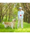 Gummi Baseball kæledyrslegetøj - D7.2 cm, Hvid/Rød/Blå, hund/kat, assorteret 1 stk.