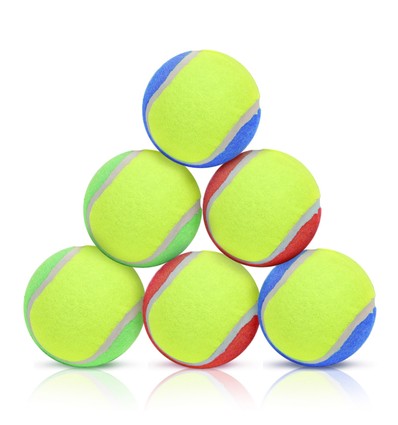GummiSkum Tennisbold - D7.2cm - Gul/Rød, Gul/Blå, Gul/Grøn