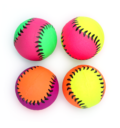 Gummi Skumbold Baseball D6.3cm - Rød/Gul & Rød/Grøn, assorteret 1 stk.