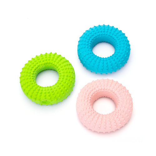 Latex Legetøj Cirkel - 12,5 x 12,5 x 5 cm - Pink/Grøn/Blå