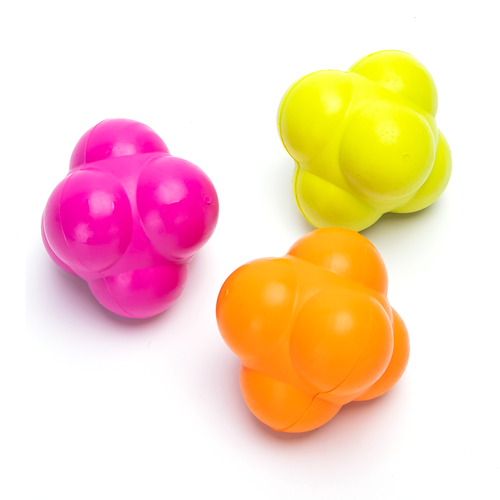 Gummilegetøj - Sekskantet Bold - L6,8cm - Orange/Grøn/Pink