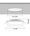 LED Downlight Pro, Indbygget Rund 6W - Klar/Koldt Hvid 6500K, Mat Hvid, Plast, Ø118mm