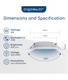 LED E6 - 6W Rund Bagbelyst Indbygningsspot, 6500K, Udskæringsstørrelse 95-100mm - Indbygget Montering