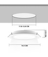 LED Downlight Pro, Indbygning Rund 9W - Varm Hvid 3000K, Mat Hvid, Plast, Ø145mm