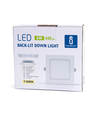 LED E6 Baggrundsbelyst Indbygningsspot - 6W, 4000K, Kvadratisk, Til Indfældet Montering (Udskæringsstørrelse: 95mm-105mm)