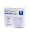 LED E6 - Firkantet Indbygningsspot, Baggrundsbelyst, 6W, 6500K, Til Nedfældning (Udskæringsstørrelse: 95mm-105mm)