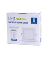 LED E6 - Bagbelyst Indbygningsspot, 9W, 6500K, Kvadratisk - Til Indbygning (Udskæringsstørrelse: 115-125mm)