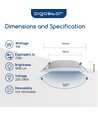 LED Indbygningsspot, 9W 4000K - Hul mål: 118-128mm 6 stk
