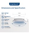 LED Indbygningsspot, 9W 4000K - Hul mål: 118-128mm 6 stk.