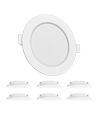 LED Indbygningsspots, 9W, 6500K - Hul mål: 118 -128mm 6 stk.