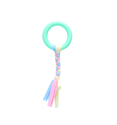 TPR-Bomuldsreblegetøj - Cirkel | L22 x W7,8 cm - Blå/Pink/Grøn