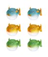 Fluorescerende Pufferfisk - L8,5 x B5,5 cm - Orange/Grøn/Blå