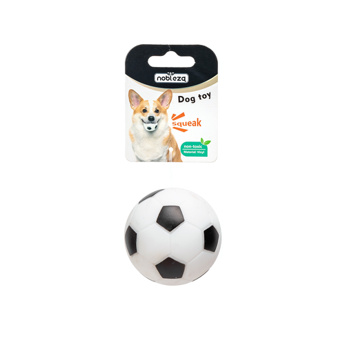 Nobleza Eksklusiv Hundelegetøj - Fodbold, 7,5cm, Hvid/Sort