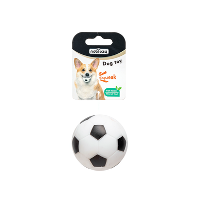 Nobleza Eksklusiv Hundelegetøj - Fodbold, 7,5cm, Hvid/Sort