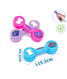 Vinyl Dumbbell med Hundepoteaftryk - 15,2 x 5,2 cm - Pink/Lyseblå/Lys Lilla