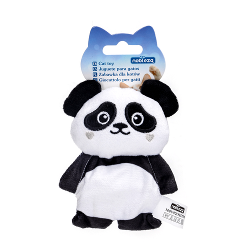 Panda Plysbamse Kattelegetøj med Lyd - Sort/Hvid, 15x10x3 cm