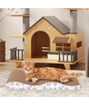 Katte kradsebrædt / seng 2-delt Sæt - Brun - L45 x W21 x H7,3 cm